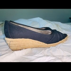 Navy and Cork Life Stride Wedges